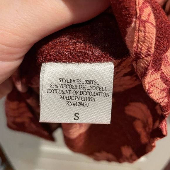 Como Vintage Retro Red Pink Floral Paisley Boho Hippie Long Sleeve Button Top - Picture 5 of 5